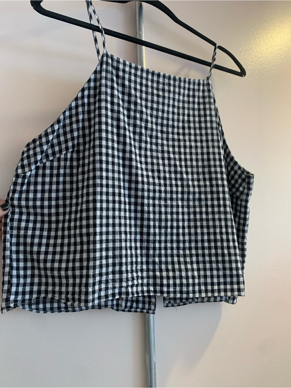 Black & White Gingham Spaghetti Strap Crop Top